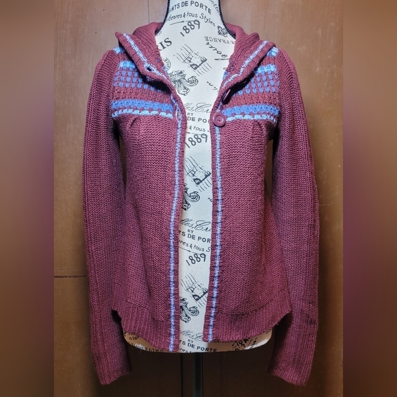 Arizona Jean Company Sweaters - Arizona Jean Co Sz M Women's Juniors Hoodie Sweater Burgundy Maroon Red W‎ Blue